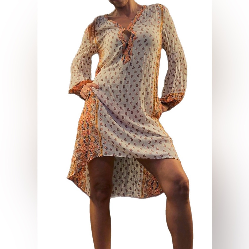 Free People Boho Print Tunic Dress with Pockets Size Large